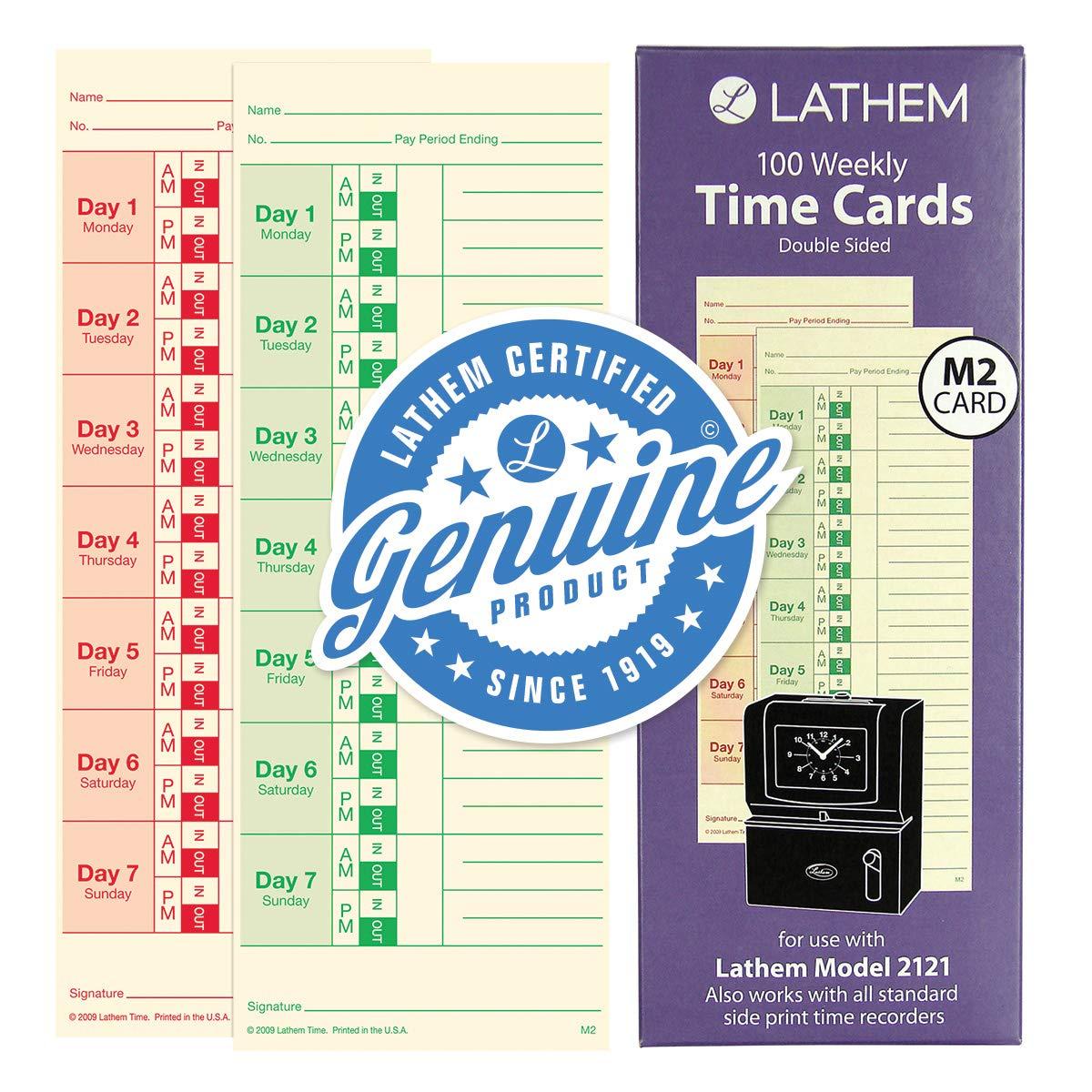 Lathem Weekly Time Cards Double Sided For Lathem Model 2121 Side 