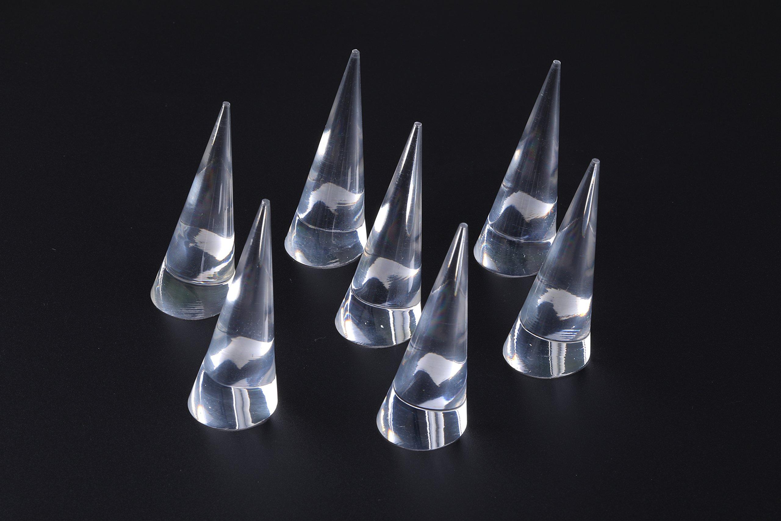 Pack of 10 Cone Shape Jewelry Ring Display Holder Stand Acrylic (Clear