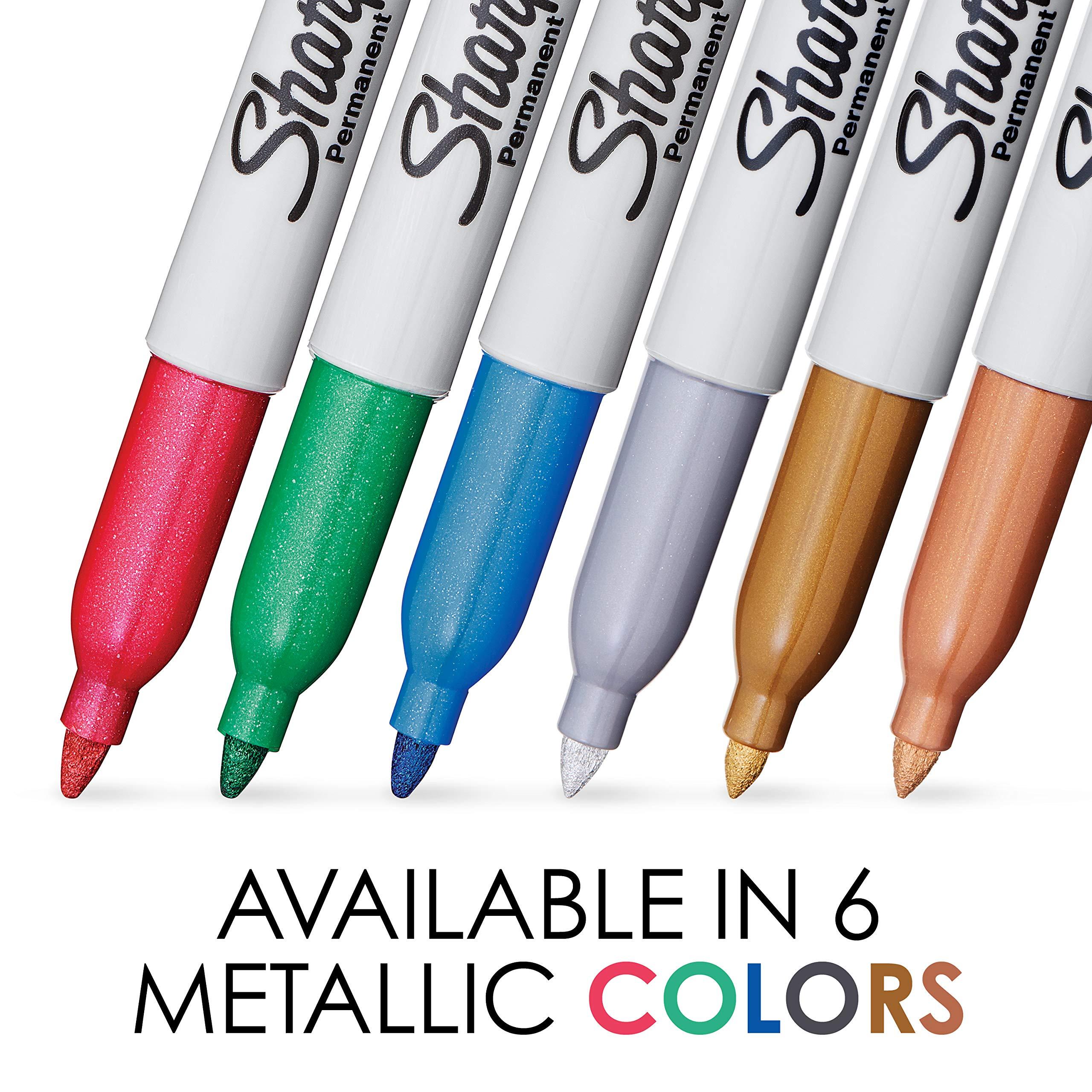 Sharpie Metallic Permanent Markers, Fine Point, Assorted Metallic, 3